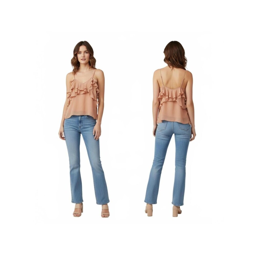 Know One Cares Ruffle Cami Top Sleeveless Blouse Party XS/X Chico